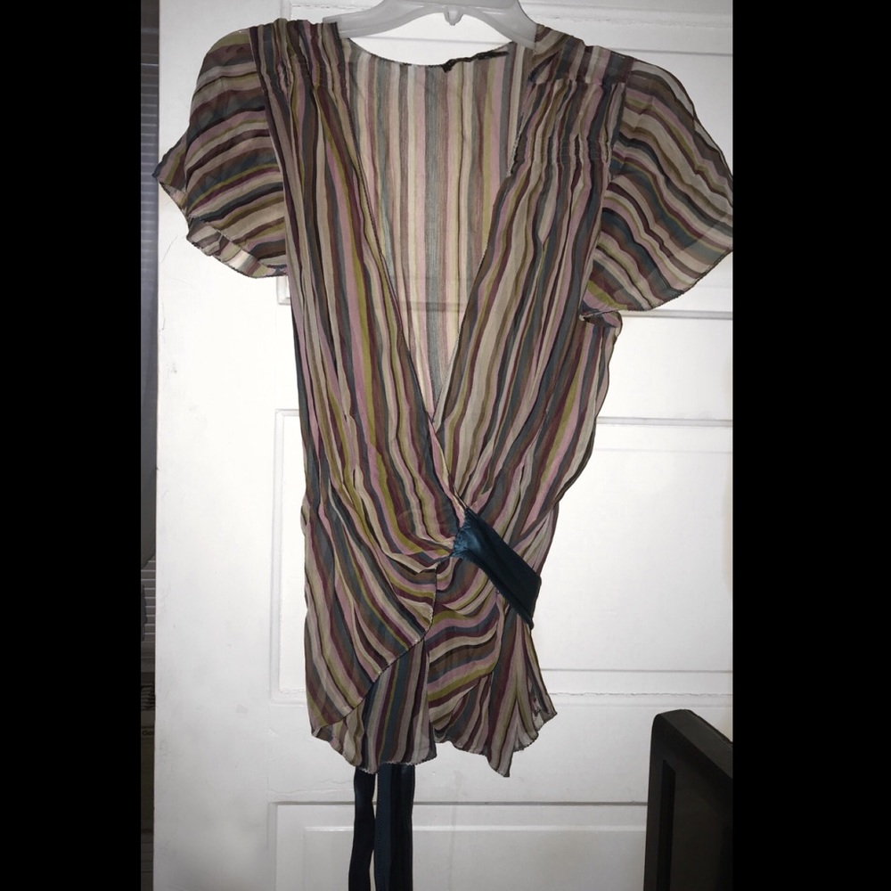 Silk Wrap Top With Belt